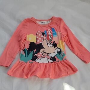 Disney Coral Minnie Mouse Long Sleeve Kids Tee